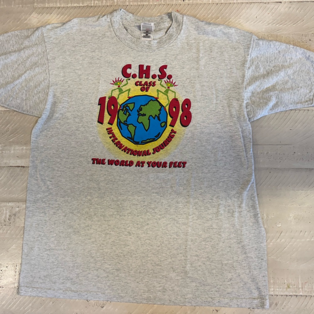 Fruit of the Loom Gray and Red Short Sleeve Tee